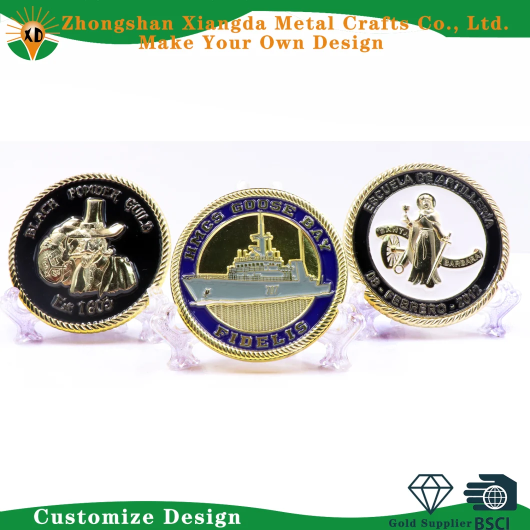 3D Gold Plated Navy Souvenir Custom Logo Enamel Printing Metal Crafts Collection Pouch Album Zinc Alloy Metal BSCI Factory Challenge Coin for Promotion Gift