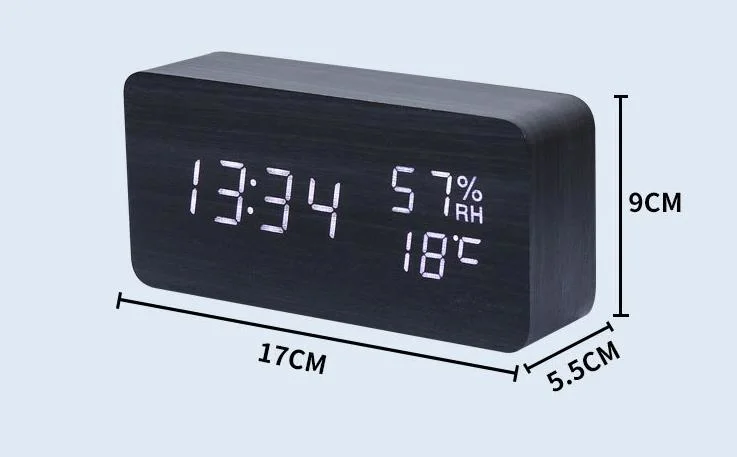 Wooden Alarm Clock with Bigger LCD Display for Bedrooms Sleep Timer
