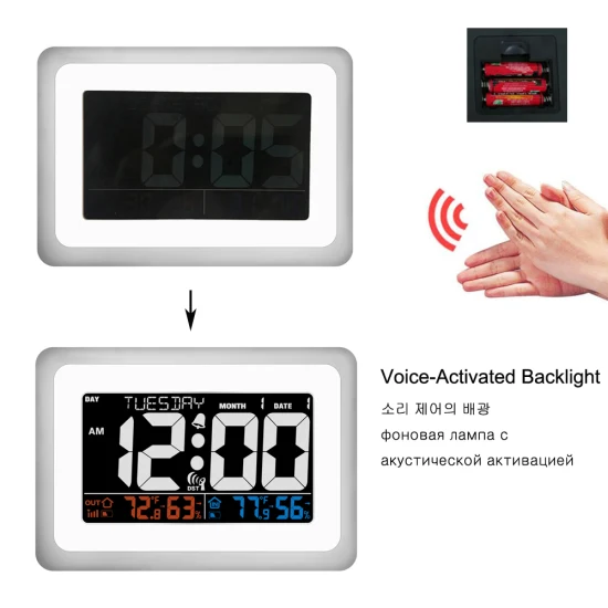 デジタル壁掛け時計 ジャンボクロック タイムゾーン Rcc 温湿度カレンダー表示 温度計 原子時計