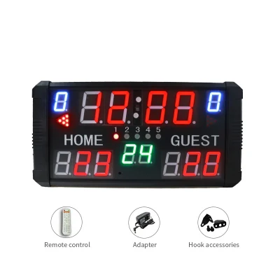 バスケットボール/テニス/バレーボールデジタルスコアボード4インチ10桁電動スコアボードリモコン付き